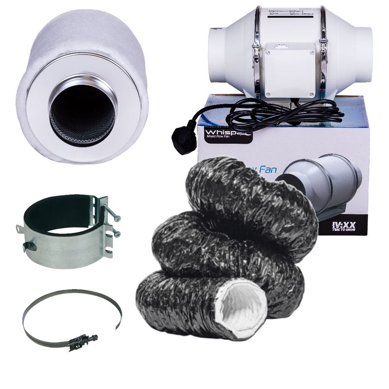 Whispair Mixed Flow Fan & Filter Kit With Ducting And Clamps